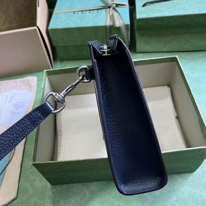 Gucci Unisex Ophidia GG Pouch Blue Dark Blue GG Supreme Canvas Double G