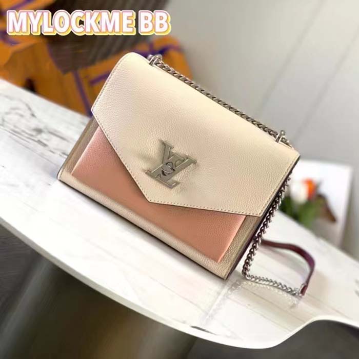 Louis Vuitton LV Women Mylockme Chain Bag Rose Quartz Trianon Soft Grained Calfskin