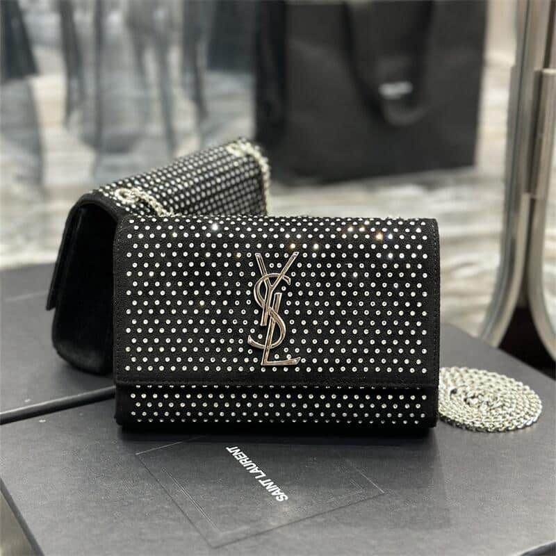 YL Small Kate Studded Satin Shoulder Bag 10240657