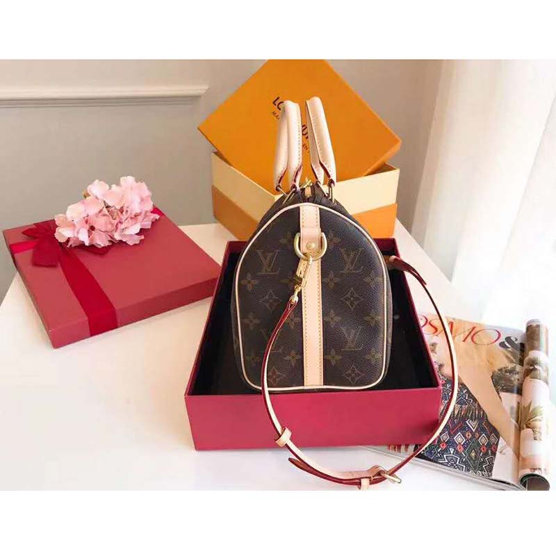 Louis Vuitton LV Women Speedy Bandoulière 25 in Signature Monogram Canvas-Brown