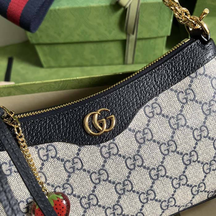 Gucci Women Ophidia GG Small Handbag Beige Blue GG Supreme Canvas Double G