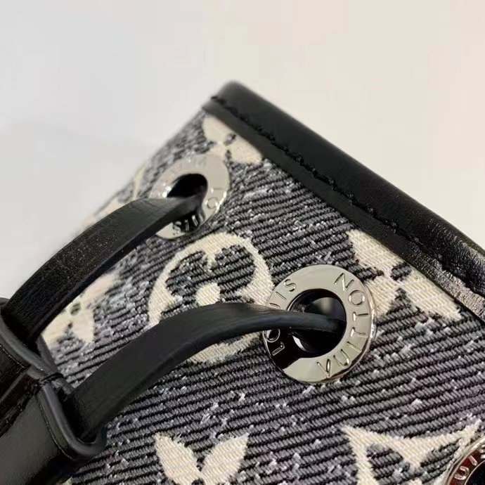 Louis Vuitton LV Unisex Nano Noé Gray Monogram Jacquard Denim Cowhide Leather
