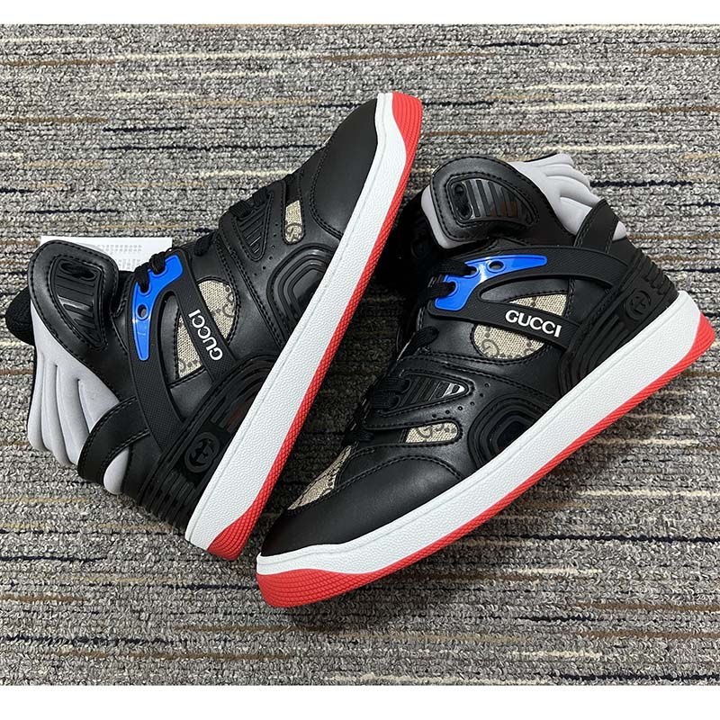 Gucci Unisex Gucci Basket Sneaker Beige Ebony GG Supreme Canvas Low Heel