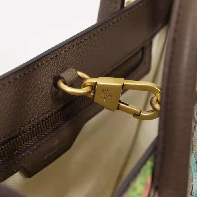 Gucci Unisex Tiger GG Small Tote Bag Blue Beige Ebony GG Supreme Canvas