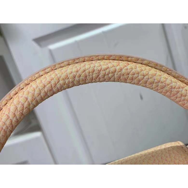 Louis Vuitton LV Women Capucines BB Handbag Yellow Taurillon Leather Shimmery