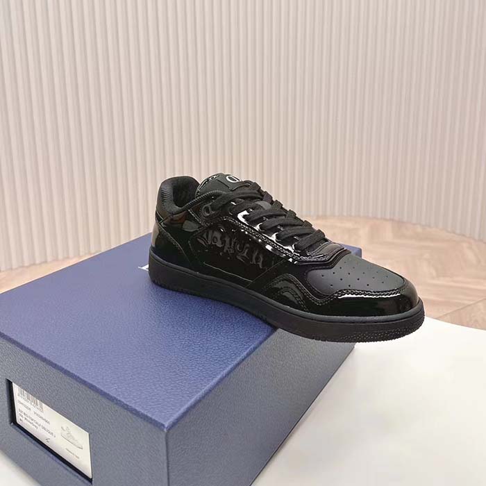 Dior Unisex CD B27 Low-Top Sneaker Black Patent Calfskin Dior Oblique Gravity Leather