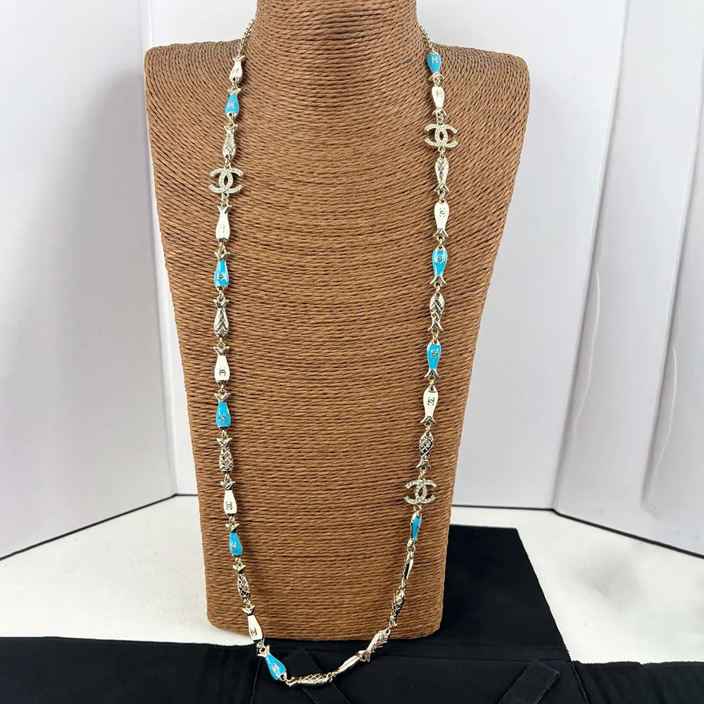 Chanel Women Long Necklace Metal Resin Strass ABF042