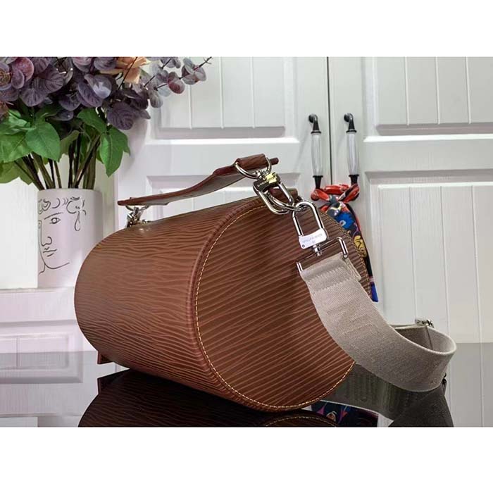 Louis Vuitton LV Unisex Soft Polochon MM Cognac Calf Leather Textile Lining