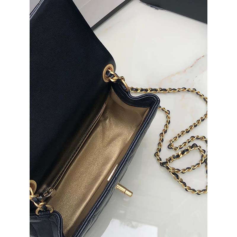 Chanel Women Mini Flap Bag Calfskin Gold-Tone Metal Ball Black