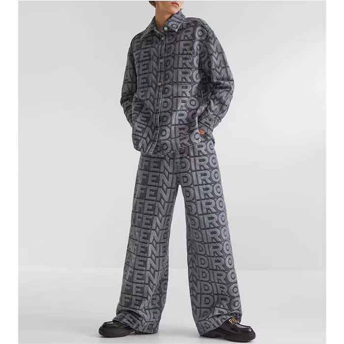 Fendi Women FF Fendigraphy Black Leather Loafers 5 Cm Heel