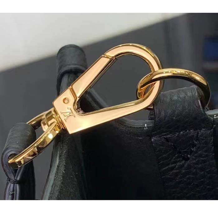 Louis Vuitton LV Women Lock Go Black Grained Calf Leather Microfiber Lining