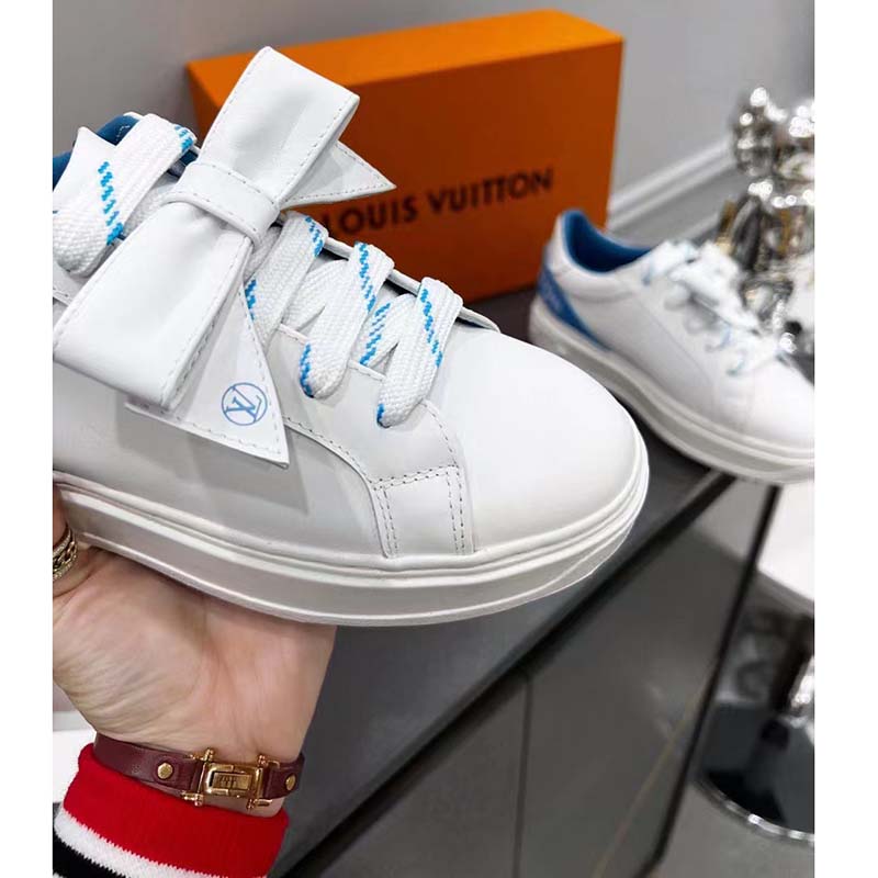 Louis Vuitton Unisex LV Shoes Time Out Sneaker Light Blue Calf Leather Rubber Outsole