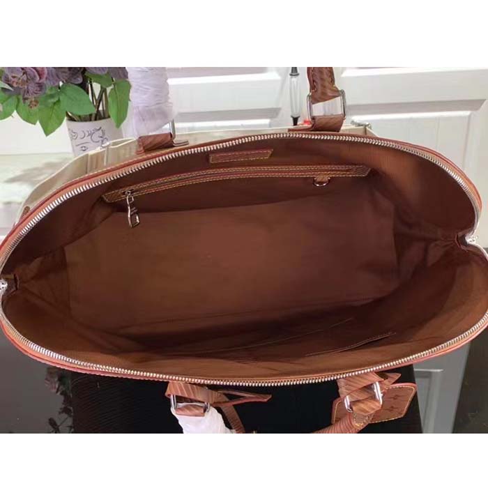 Louis Vuitton LV Unisex Alma Travel GM Cognac Calf Leather Double Zip Closure