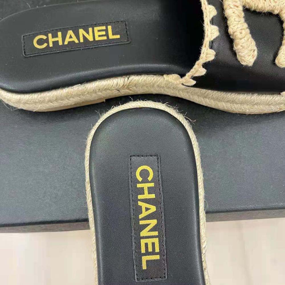 Chanel Women Mules Lambskin Beige & Black