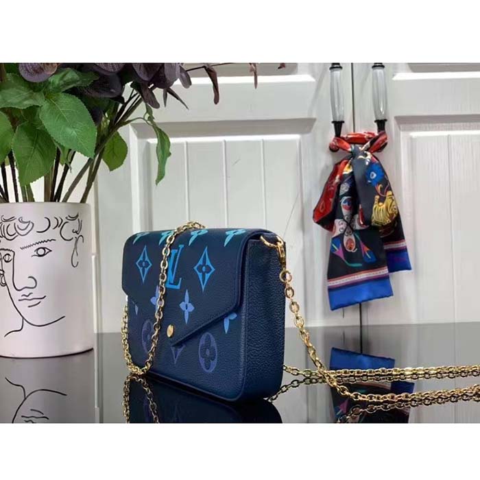 Louis Vuitton LV Women Félicie Pochette Gradient Blue Monogram Grained Cowhide Leather