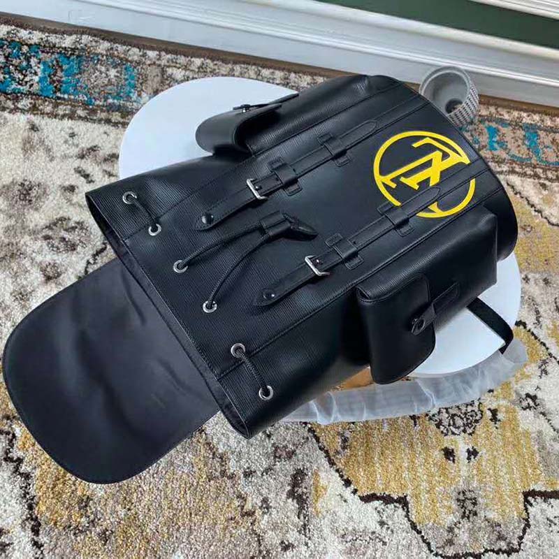 Louis Vuitton LV Unisex Christopher PM Backpack in Timeless Black Epi Leather-Black