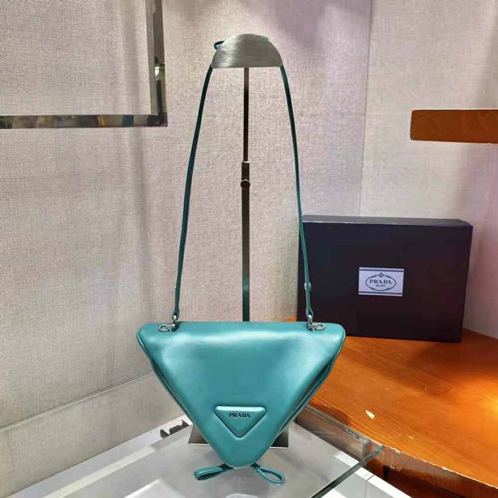 Prada Women Padded Nappa Leather Handbag-Lime