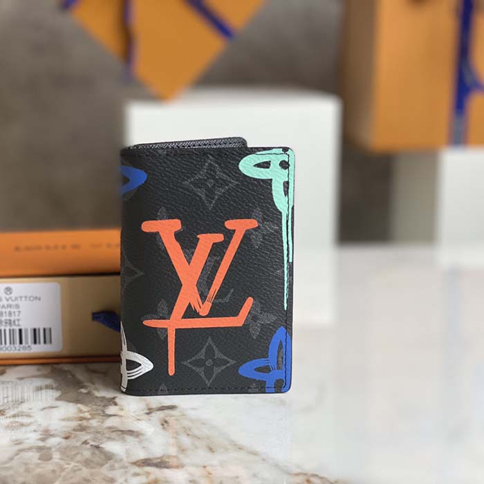 Louis Vuitton Unisex Pocket Organizer LV Graffiti Orange Coated Canvas Cowhide Leather