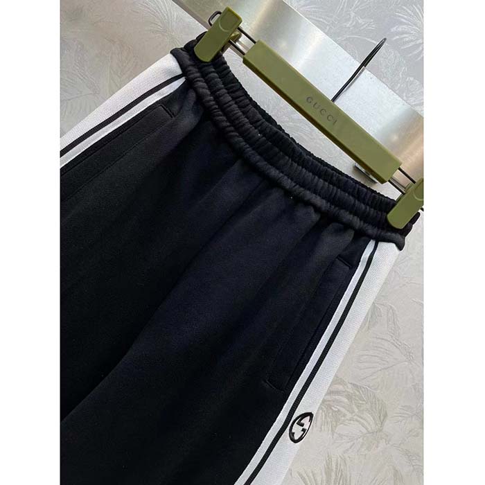 Gucci GG Men Cotton Jersey Zip Jacket Black Lightweight Felted Point Collar Long Sleeves