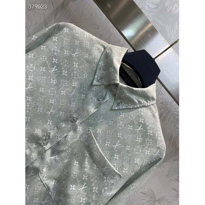 Louis Vuitton Women LV Monogram Cloud Shirt Silk Green Blue Regular Fit