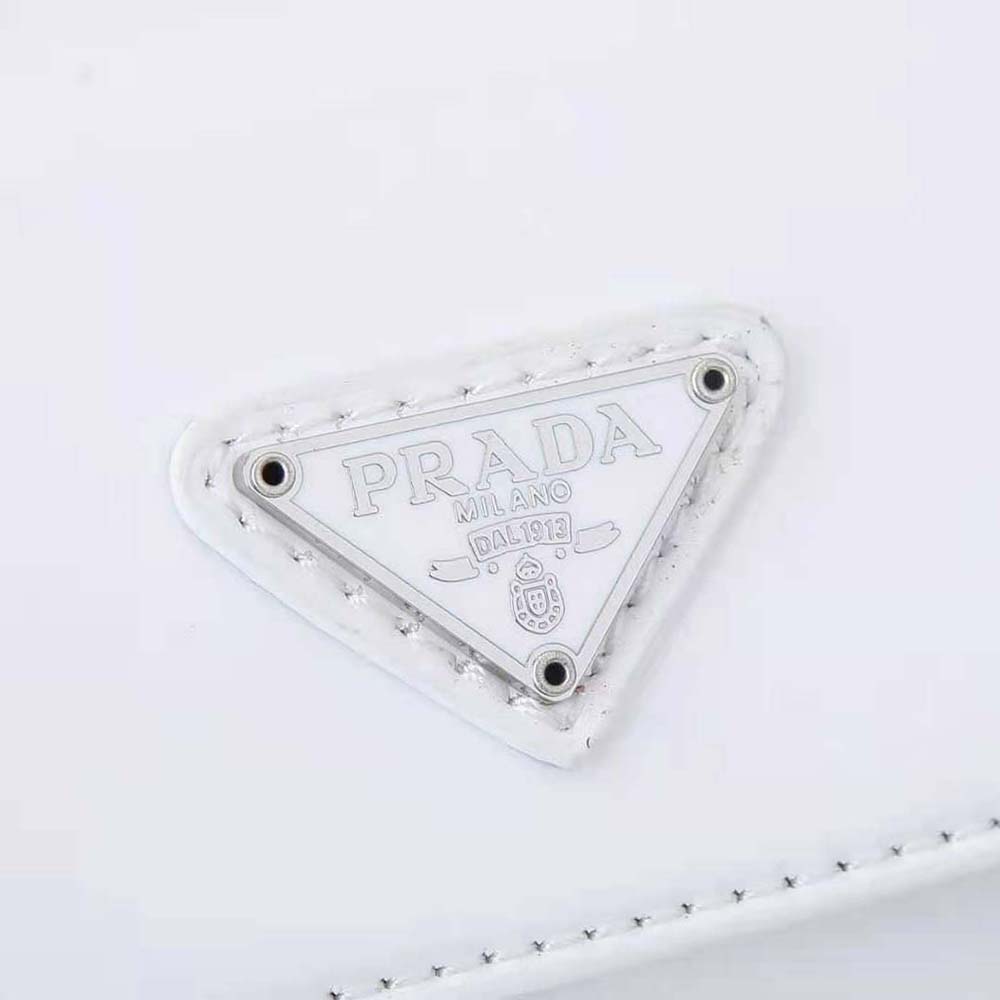 Prada Women Brushed Leather Mini-Bag-White
