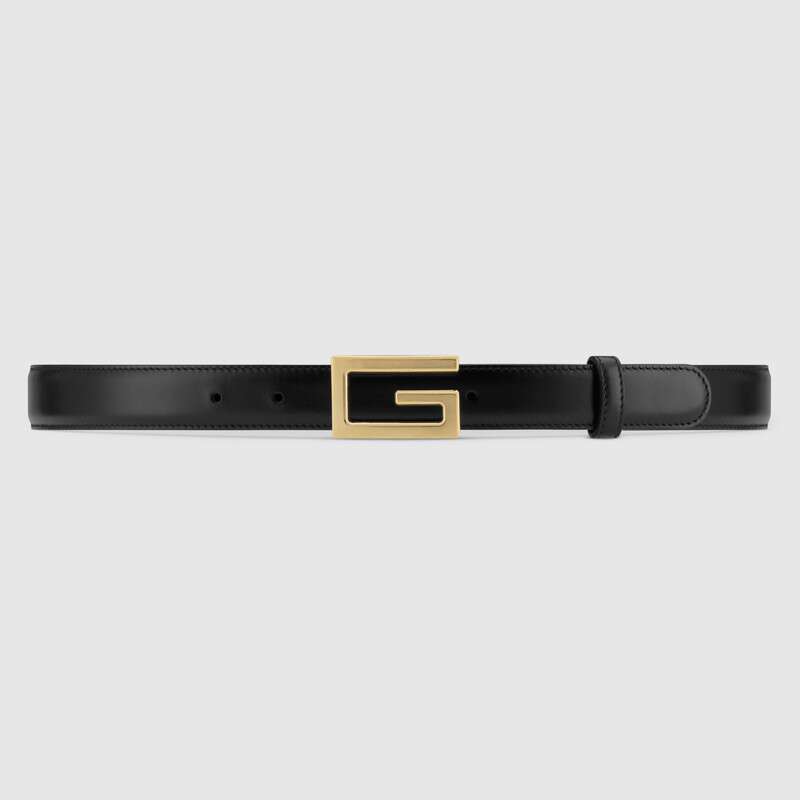 Gucci Unisex Leather Belt with G Buckle-Black