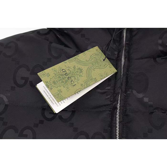 Gucci Women Jumbo GG Canvas Down Jacket Black Jumbo GG Nylon Canvas