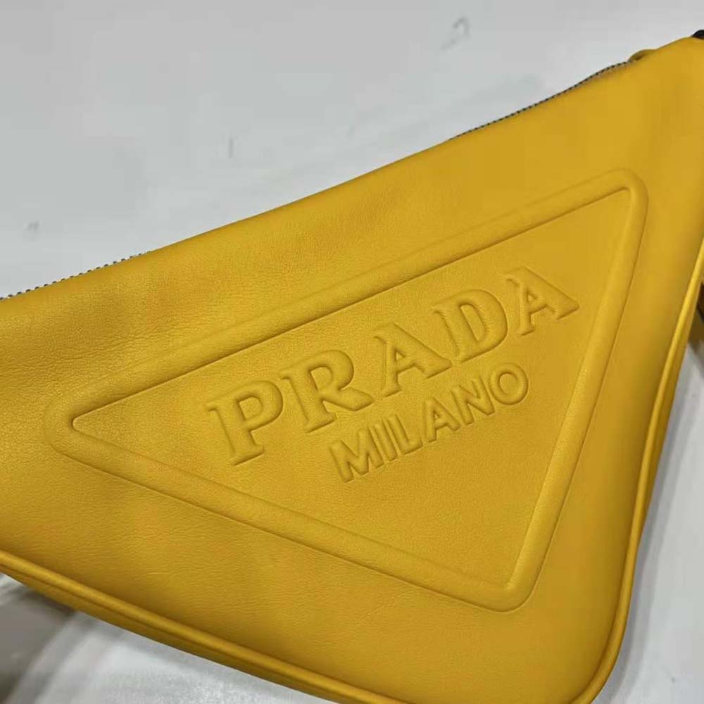 Prada Women Leather Triangle Leather Pouch-Yellow