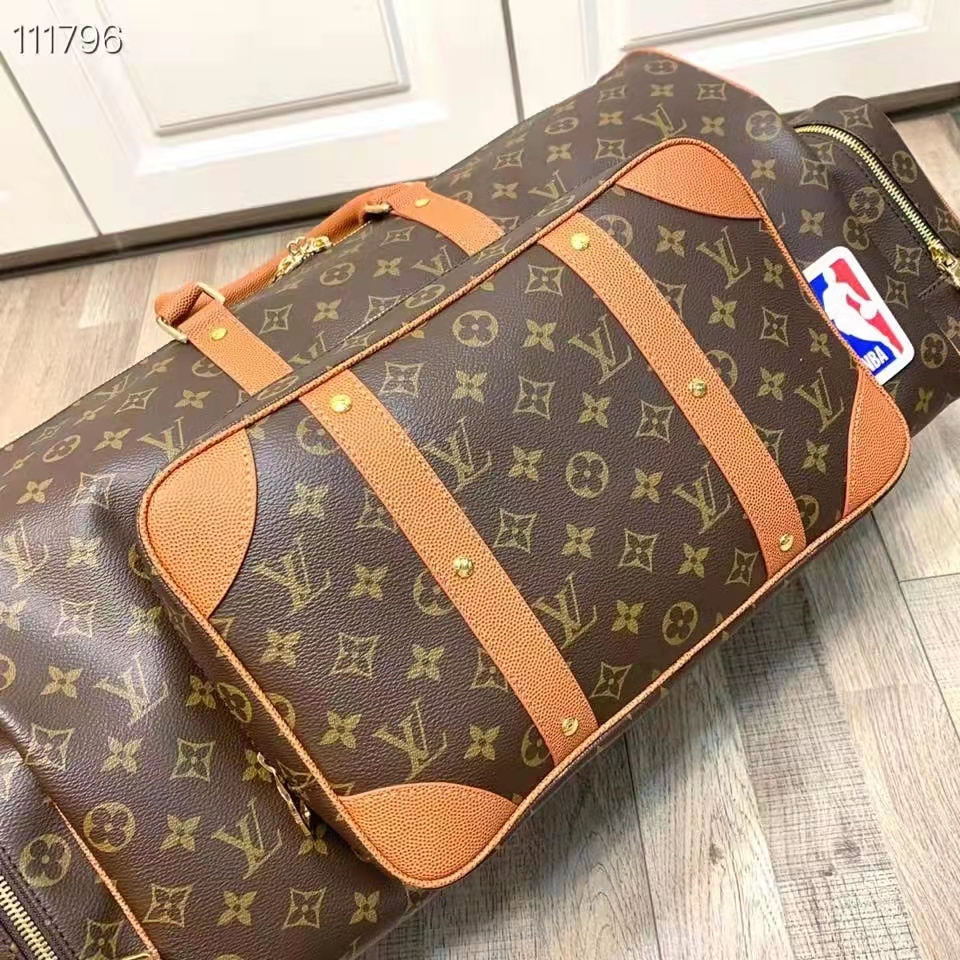 Louis Vuitton LV Unisex Keepall Trio Pocket Travel Bag Brown Monogram Canvas