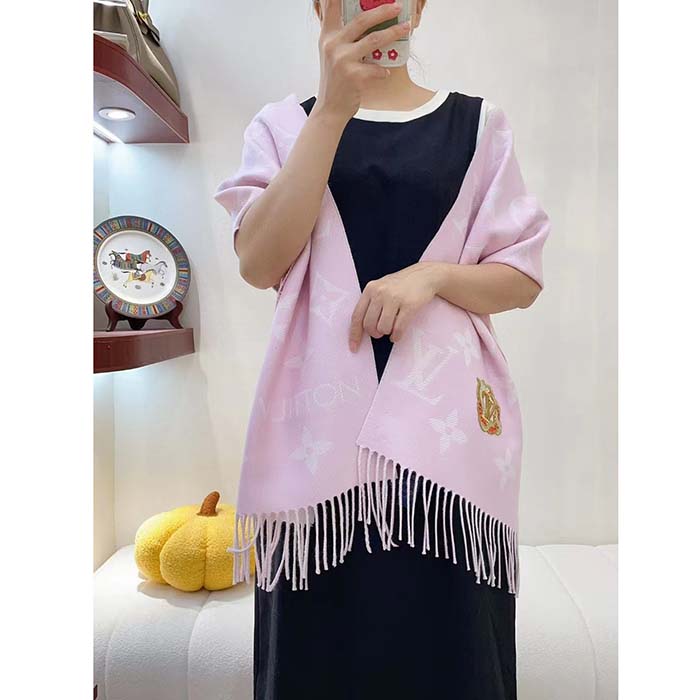 Louis Vuitton Unisex Precious Dragon LV Essential Scarf Pink Wool M79522