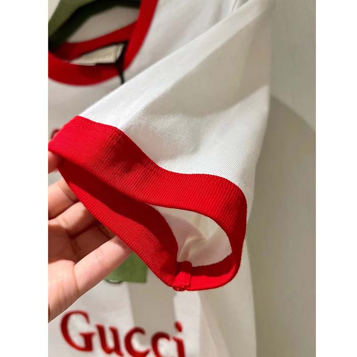 Gucci Men GG Sine Amore Nihil’ Cotton Jersey T-Shirt Off White Mushroom Embroidery