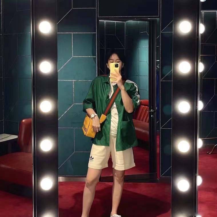 Gucci Unisex GG Adidas x Gucci Small Shoulder Bag Yellow Leather Green Red Web