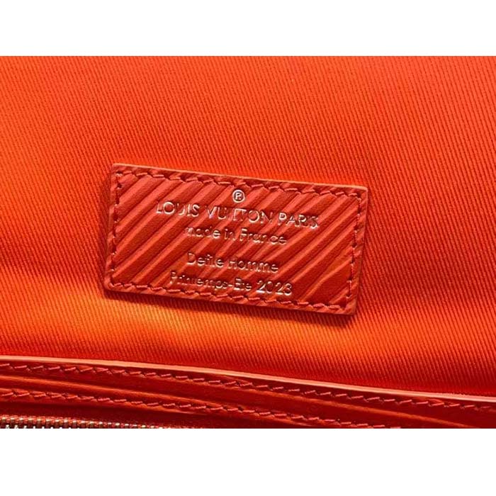 Louis Vuitton LV Unisex Alma Travel GM Vermillon Red Epi XL Grained Leather Handle Clip
