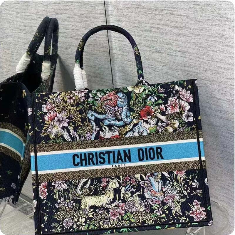 Dior Unisex CD Large Book Tote Blue Multicolor D-Constellation Embroidery