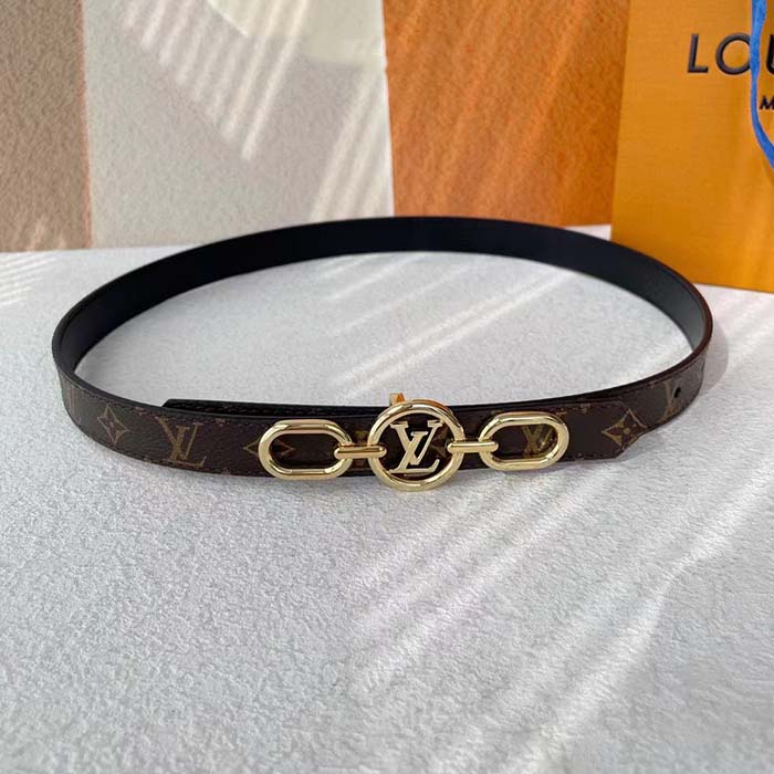 Louis Vuitton Unisex LV Circle Prime 20 MM Reversible Belt Black Calf Leather Verso Side