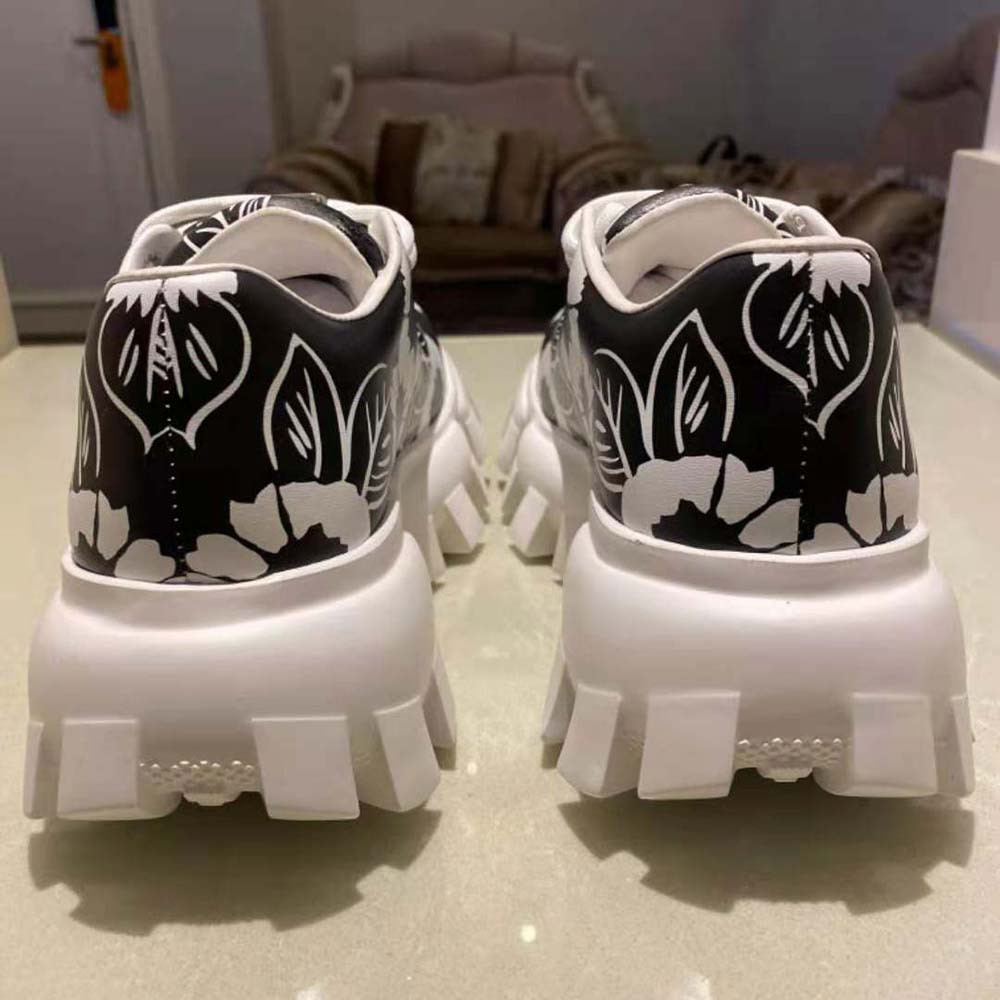 Prada Women Printed Nylon Sneakers-Black