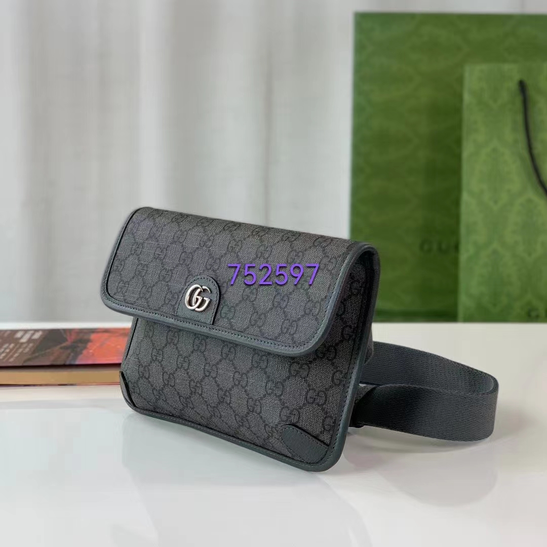 Gucci Unisex Ophidia GG Small Belt Bag Grey Black GG Supreme Canvas Double G