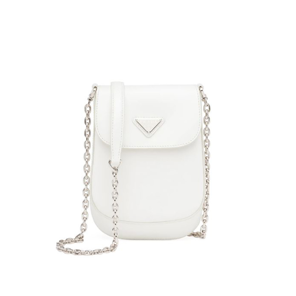 Prada Women Brushed Leather Mini-Bag-White