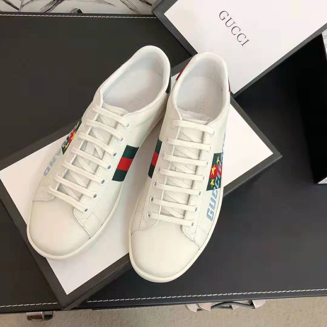 Gucci Unisex Ace Sneaker with Gucci Band-White