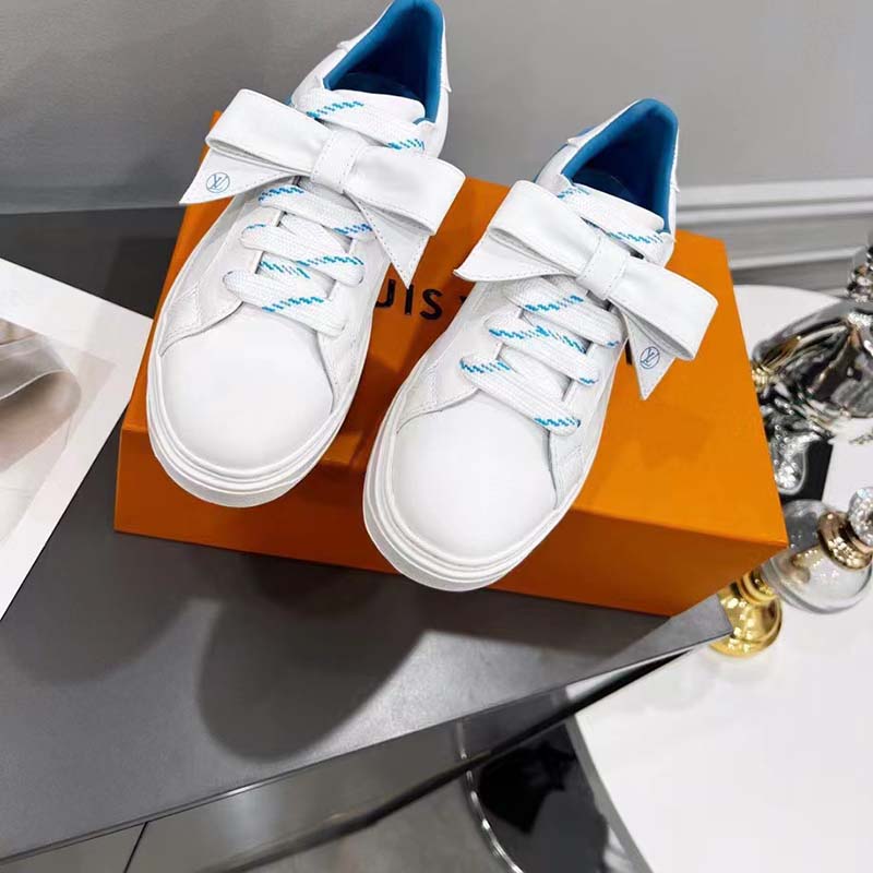 Louis Vuitton Unisex LV Shoes Time Out Sneaker Light Blue Calf Leather Rubber Outsole