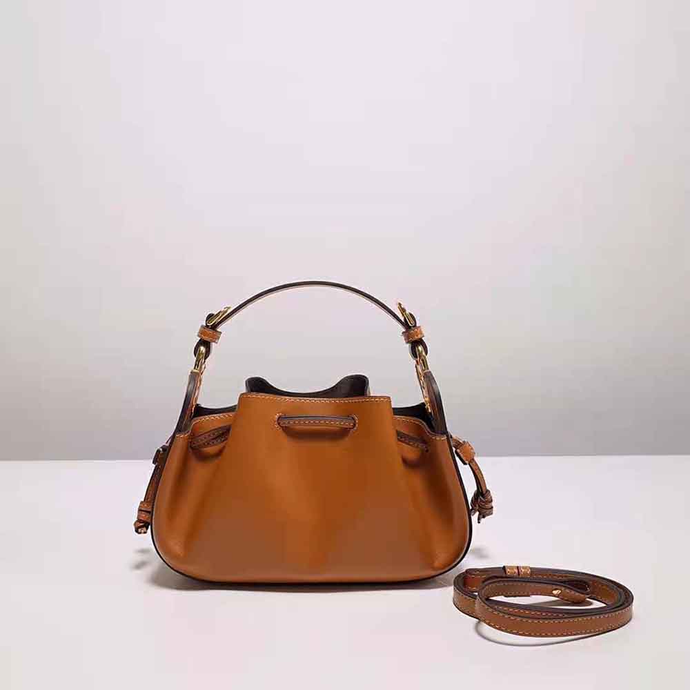 Fendi Women Pomodorino Brown Leather Mini-Bag