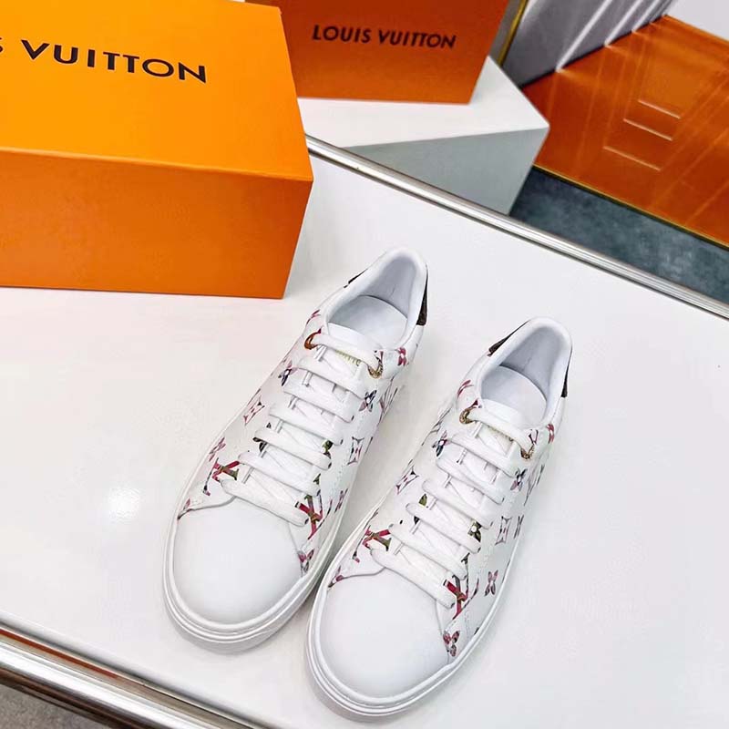 Louis Vuitton LV Unisex Time Out Sneaker White Monogram Embossed Lambskin