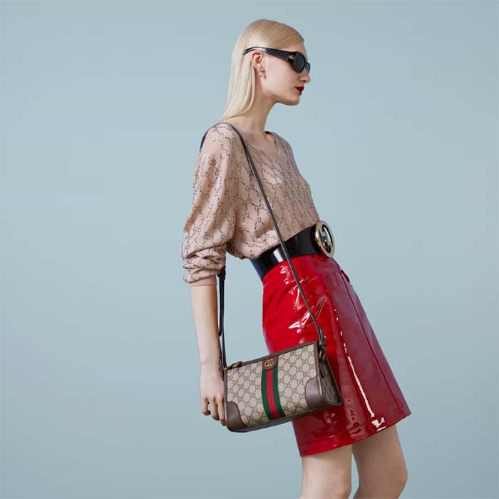 Gucci GG Unisex Ophidia GG Messenger Bag Beige Ebony GG Supreme Canvas