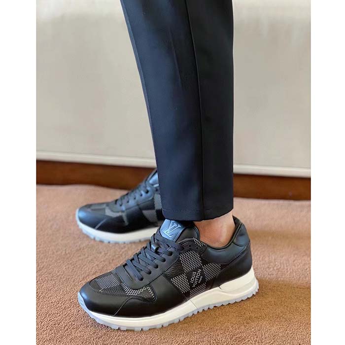 Louis Vuitton LV Unisex Run Away Sneaker Black Maxi Damier Embossed Grained Calf