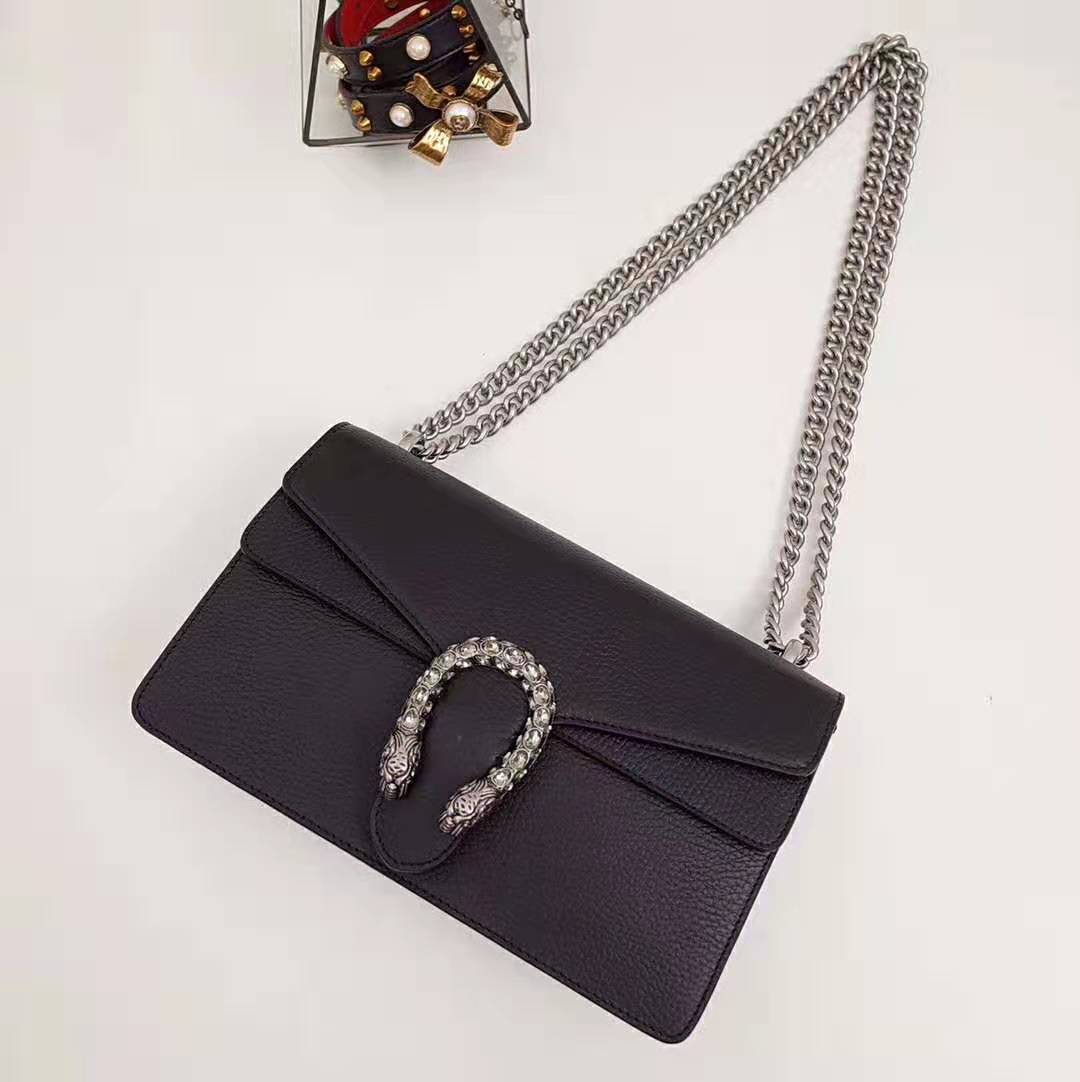 Gucci GG Women Dionysus Small Shoulder Bag in Tiger Head with Crystals-Black