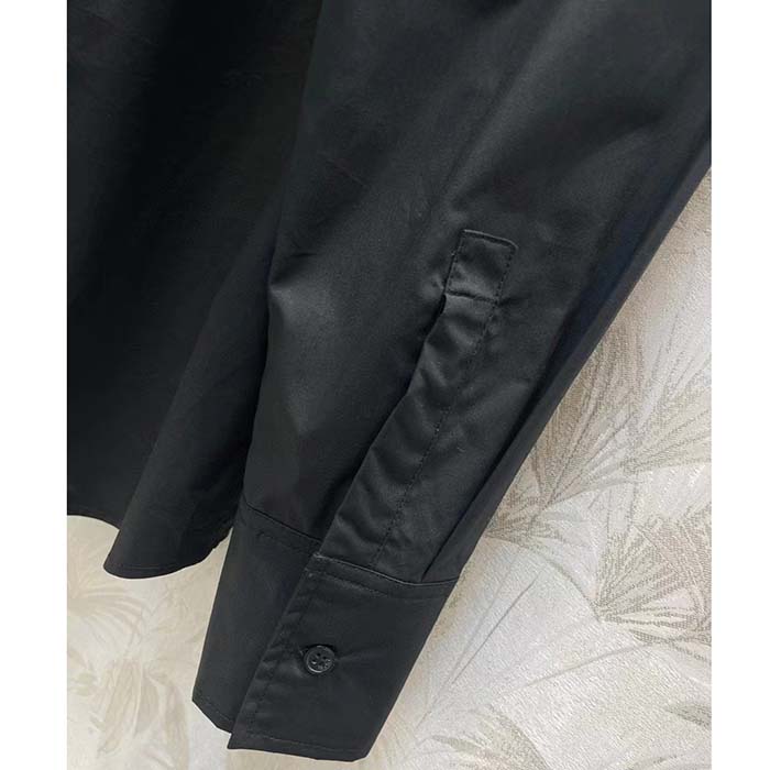 Dior Women CD Shirt Bow Collar Black Cotton Silk Poplin