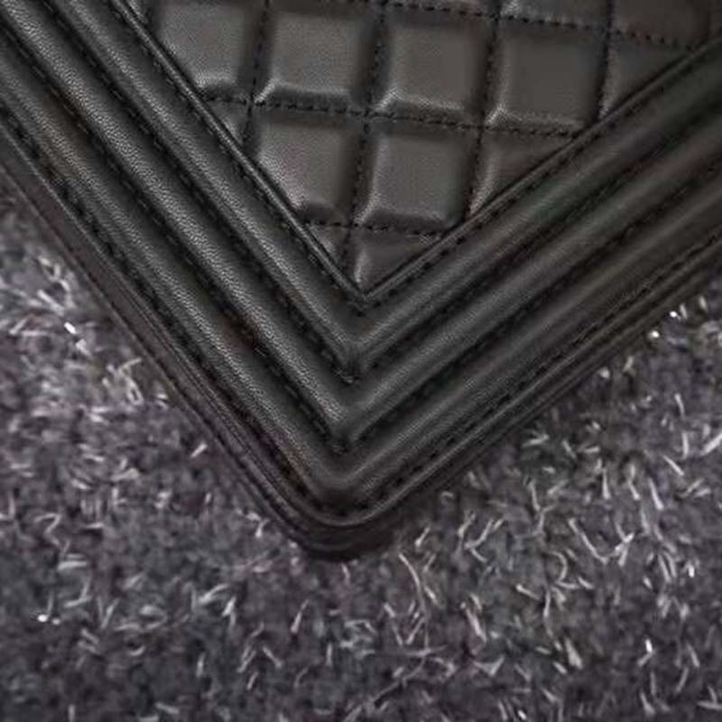 Chanel Women Small Boy Chanel Handbag in Calfskin Leather-Black