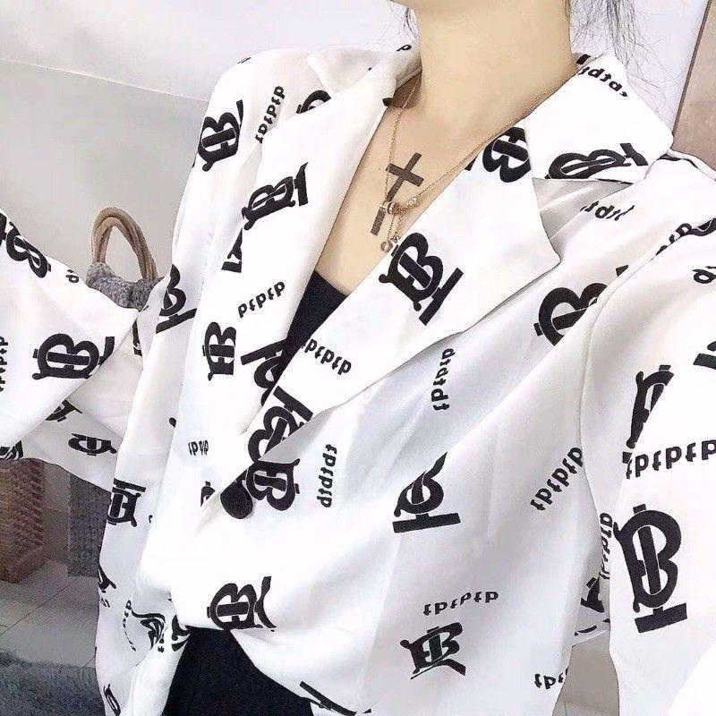 Fashion Versatile Printed Small Suit Long Sleeve Shirt 1024042714