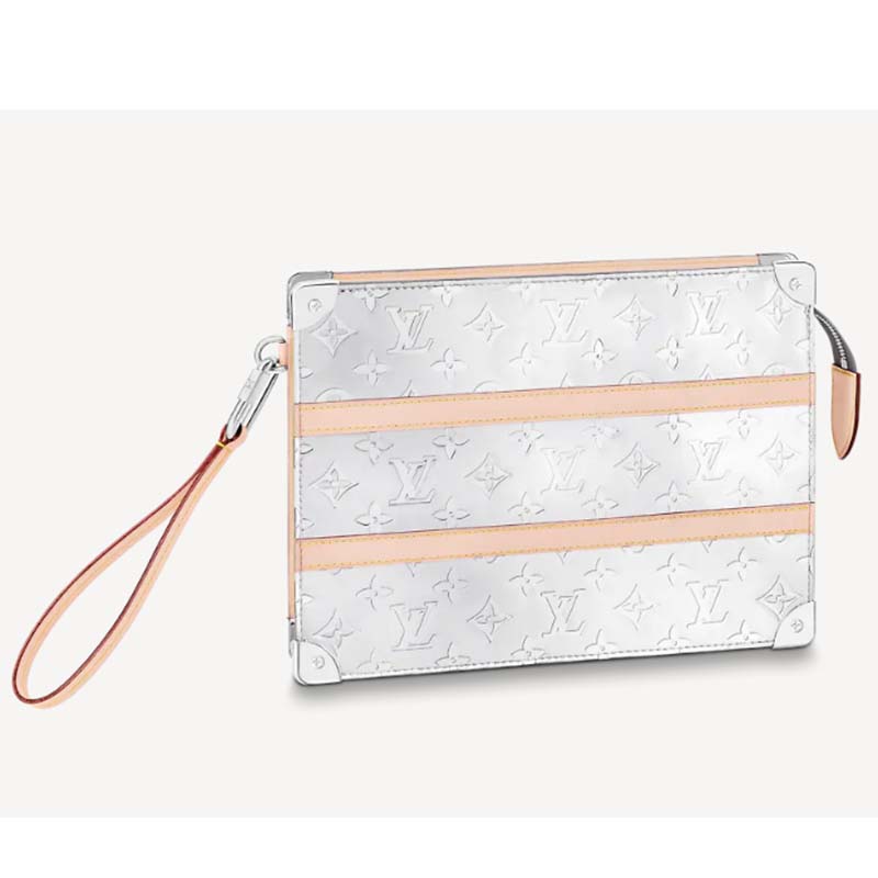 Louis Vuitton LV Unisex Trunk Pouch Silver Monogram Mirror Coated Canvas
