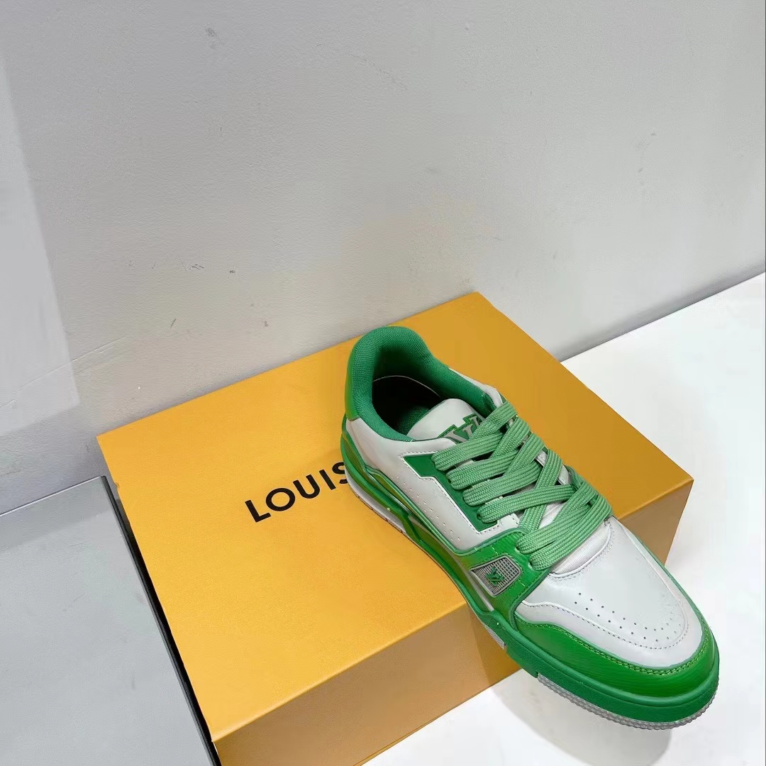 Louis Vuitton Unisex LV Trainer Sneaker Green Mini Monogram-Embossed Calf Monogram Leather